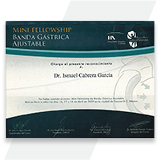 Dr. Ismael Cabrera's Fellowship in Advanced Laparoscopy certificate